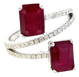 Natural Dual Ruby Diamond Ring 6.5 14k W Gold 5.02 TCW Certified