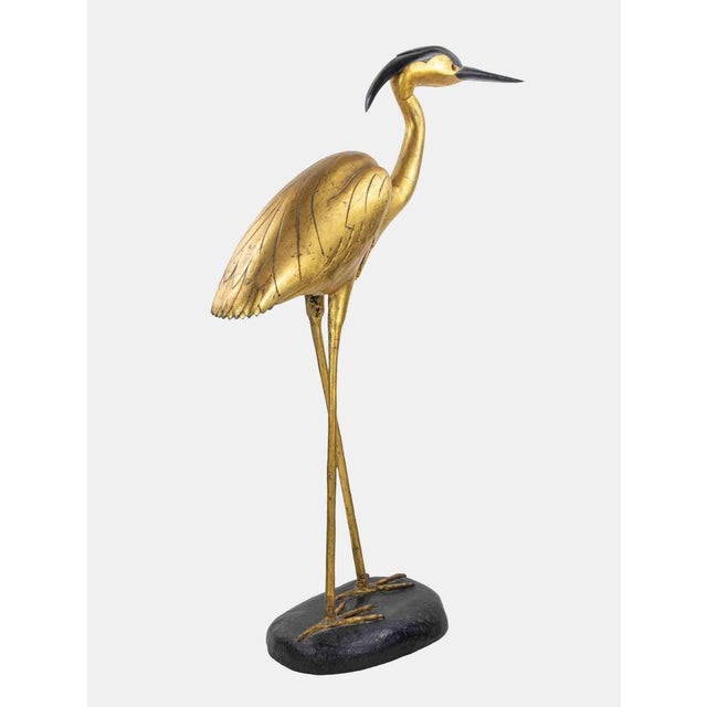 Gold Vintage Life Size Heron Sculpture, Lacquered Fiberglass, 1980s Italy For Sale - Image 8 of 10