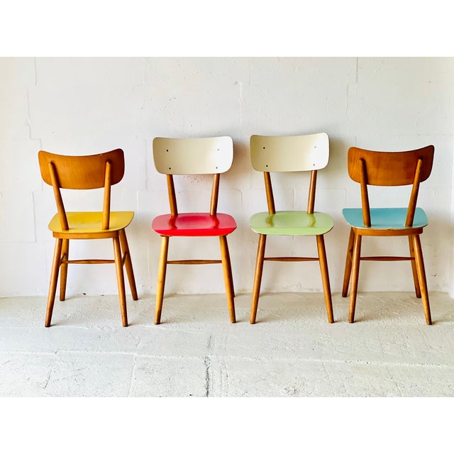Vintage Dining Chairs from Ton, 1950, Set of 4 For Sale - Image 9 of 18