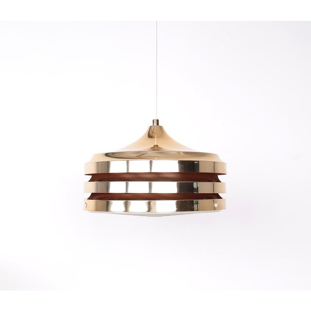 Gold Golden Layered Pendant Lamp by Carl Thore for Granhaga, 1960s For Sale - Image 8 of 8