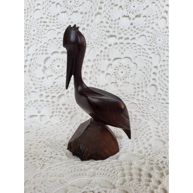 Rustic Hand Carved Wooden Pelican Figurine For Sale - Image 3 of 7