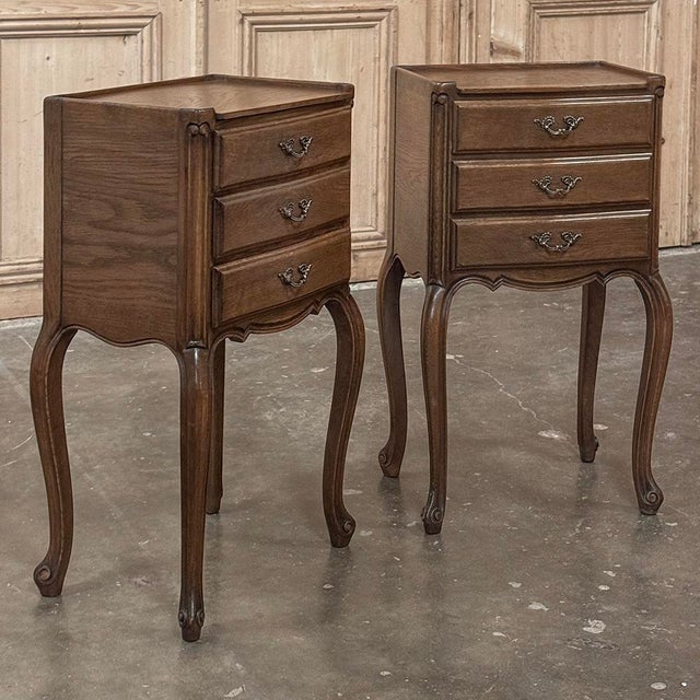 Pair Vintage Country French Nightstands ~ End Tables For Sale - Image 4 of 18
