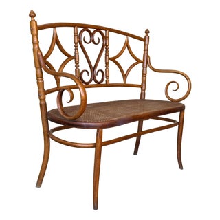20th Century Bentwood Sofa in the Thonet Style, circa 1925, Caned Seat For Sale