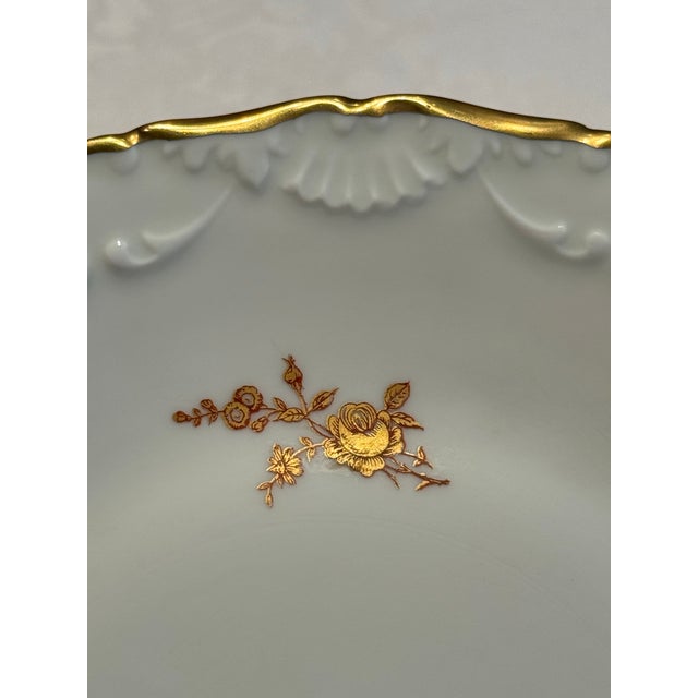 1950s 1950's Limoges France Plate With Gold Roses For Sale - Image 5 of 9