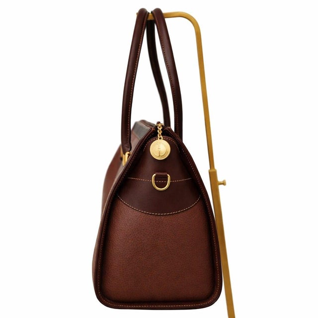 Gucci Boston Crossbody Bag, Brown Leather With Gold Gg Charm, 1980s For Sale - Image 9 of 15