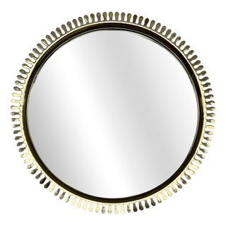Mid-Century Wall Mirror in Brass by Vereinigte Werkstätten, 1970s For Sale
