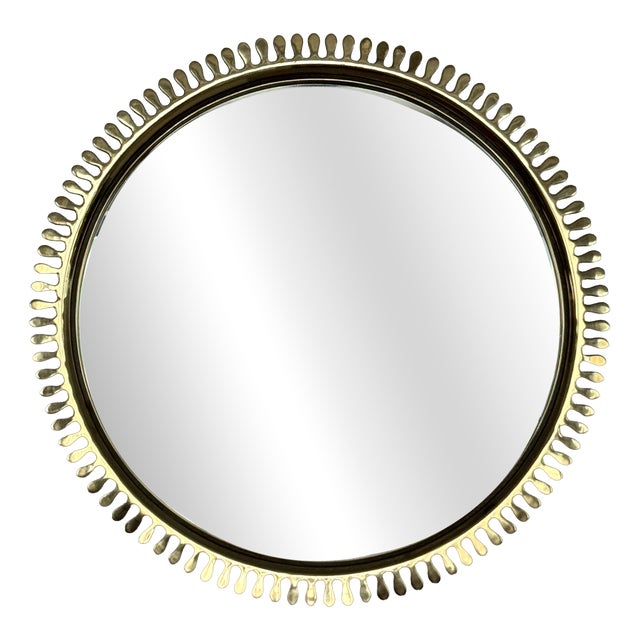Mid-Century Wall Mirror in Brass by Vereinigte Werkstätten, 1970s For Sale