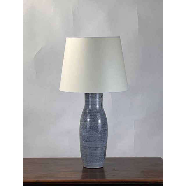 Blue 1960s Unique Glazed Ceramic Lamp by Dominique Baudart, Vallauris, France For Sale - Image 8 of 9