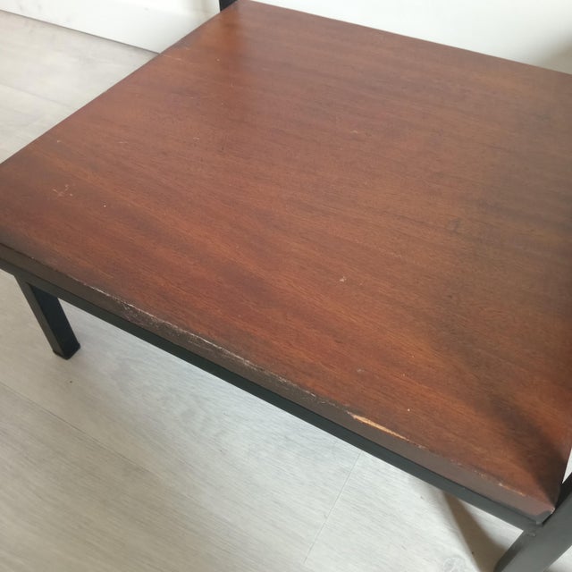 Black Vintage Coffee Table in Glass and Teak with Black Metal Frame by George Friedman, 1960s For Sale - Image 8 of 10
