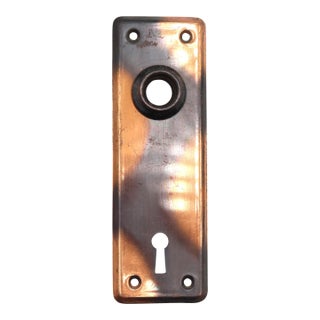 Vintage 6 In. Steel Japanned Passage Door Back Plate For Sale
