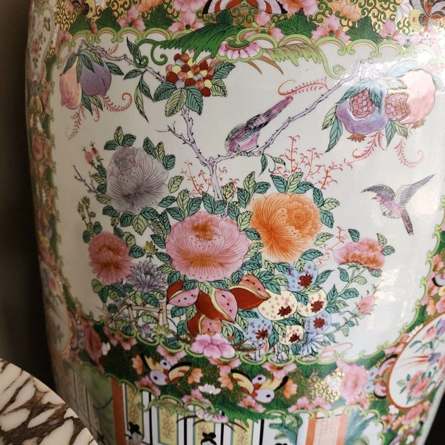 Pair of Monumental Mid-20th Century Chinese Famille Rose Palace Vases For Sale - Image 16 of 17