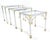 Set of 3 Chrome and Brass Metal Glass Top Nesting Side End Occasional Tables Table 1 = 21” h 25” 1/4” w X 15”d, Table 2 =...
