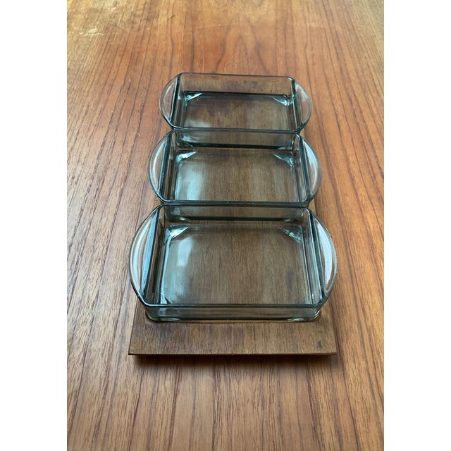 Mid-Century Danish Tray in Teak with Cabaret Glass Trays from Holmegaard, 1960s, Set of 4 For Sale - Image 5 of 18