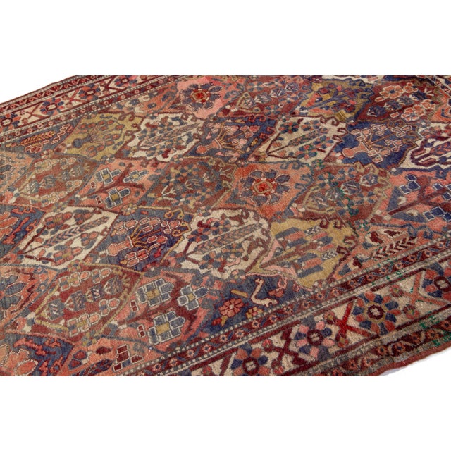Vintage Bakhtiari Persian Handmade Wool Rug With Multicolor Accents For Sale - Image 4 of 7