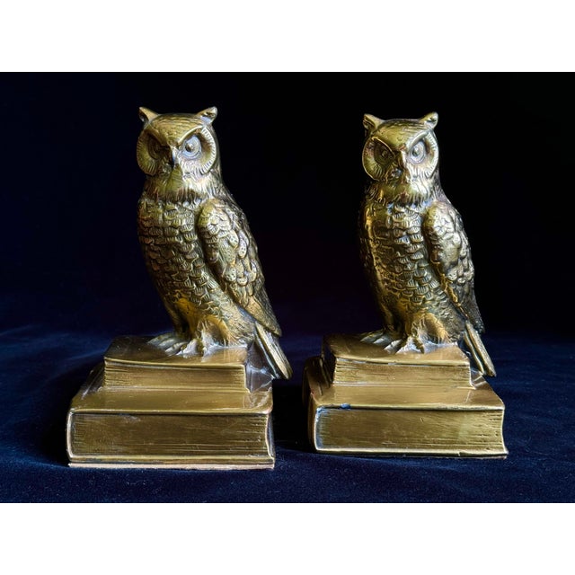 Vintage Cast Brass Owl Sculpture Bookends a Pair Chairish