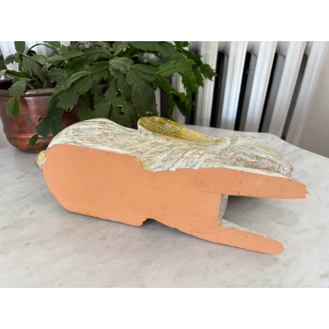 1990s Folk Art Carved Wooden Rabbit Figure For Sale - Image 10 of 10
