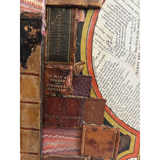 Brown Mixed Media Collage on Antique Gameboard For Sale - Image 8 of 9