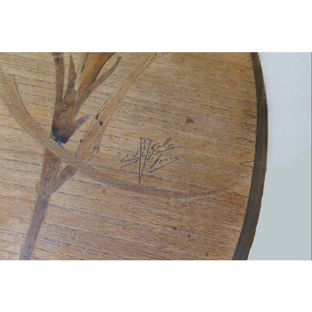 Stunning Emile Galle Quatrefoil 2 Tier Marquetry Art Nouveau Lamp Table For Sale - Image 9 of 12