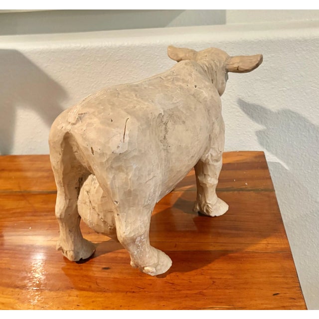 Wonderful Vintage Cow Sculpture Standing 9” High X 15” Long For Sale - Image 4 of 8