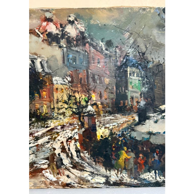 Textile Oliver Foss, Expressionist Oil Painting Paris Scene View Architectural Visionism Olivier Foss For Sale - Image 7 of 13