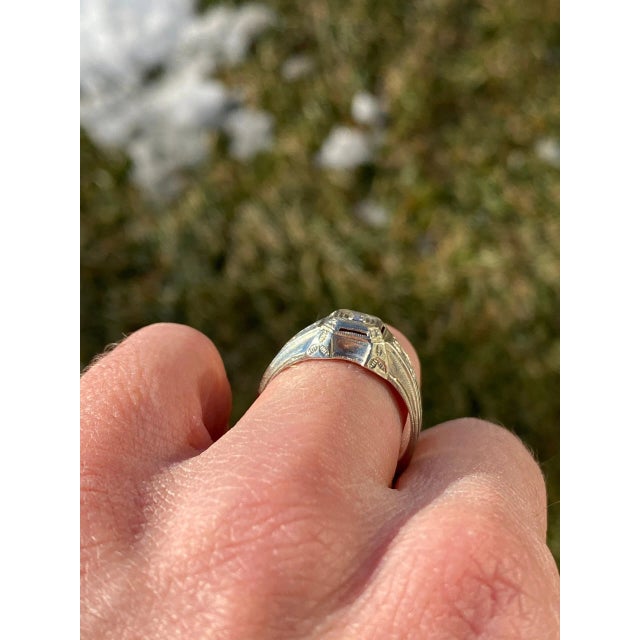 The Alec: Men's Antique 18K White Gold Ring set with Diamond For Sale - Image 9 of 9