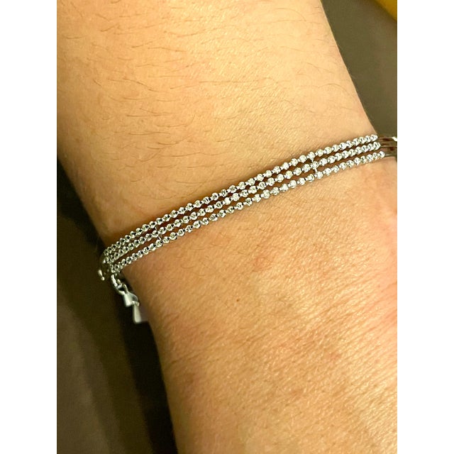 1.3 Carat Diamond Three Rows Bangle /Bracelet in 18 Karat White Gold 15 Grams For Sale - Image 10 of 18