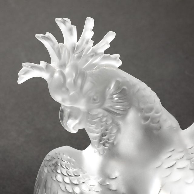 Mid-Century Modernist Sculptural Crystal Cockatiel Sculpture Signed Lalique For Sale - Image 17 of 18