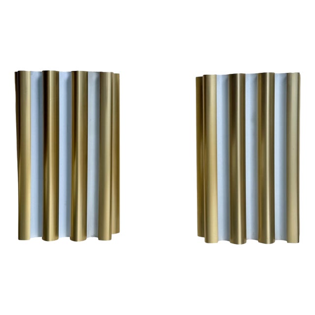 Mid-Century Modern Gold Anodized Aluminum Wall Sconces from Erco, 1960s, Set of 2 For Sale