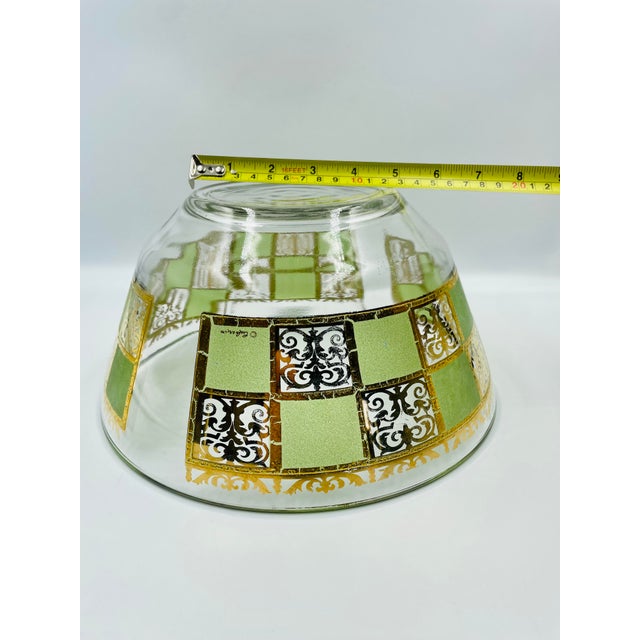 Mid 20th Century Mid-Century Modern Culver Prado 22k Gold & Green Glass Serving Bowl For Sale - Image 10 of 10
