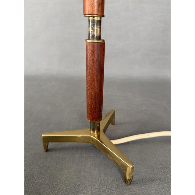 Wood TeakTripod Table Lamp attributed to J.T. Kalmar, Austria, 1960s For Sale - Image 7 of 11