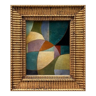Contemporary Color-Block Abstract Oil Painting in Vintage Gold Frame For Sale