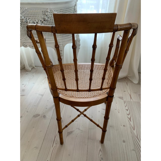 Traditional Baker Furniture Faux Bamboo and Cane Regency Armchair For Sale - Image 3 of 10