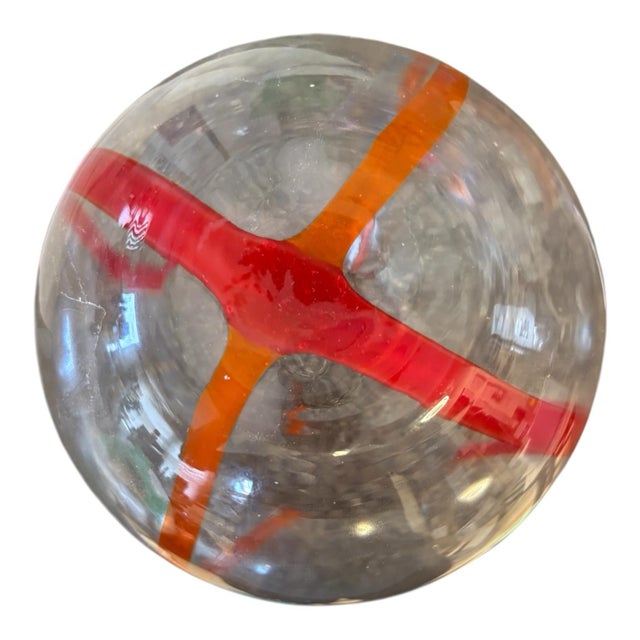 1990s Lsa International Polish Mouth-Blown Art Glass Vase in Red & Orange For Sale - Image 4 of 9