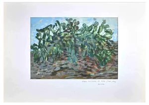Antoine Mayo, Landscape, Original Gouache, 1950s