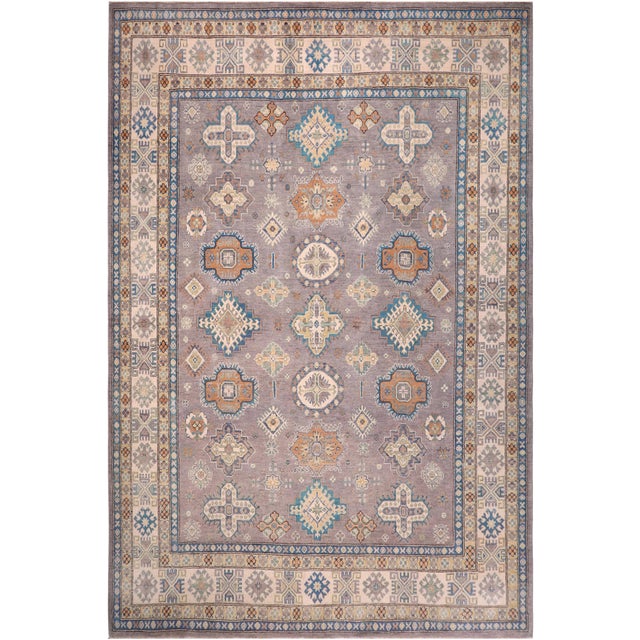 Southwestern Kazak Rustic Gray/Ivory Wool Rug - 8'3''x10'1'' For Sale - Image 10 of 10
