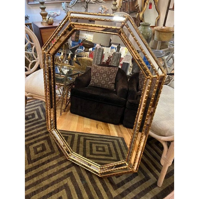 LaBarge Octagonal Gilt Mirror. Thick triple Beveled edges and wide frame make up this beauty. Interesting Octagonal shape...