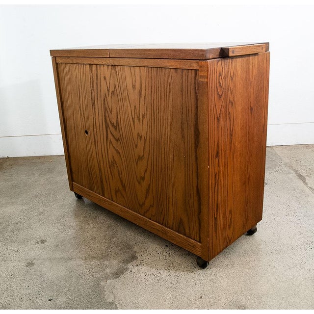 1960s 1960s Mid Century Modern Bar Cart Cabinet Conant Ball Expanding Top Storage Rolling For Sale - Image 5 of 12