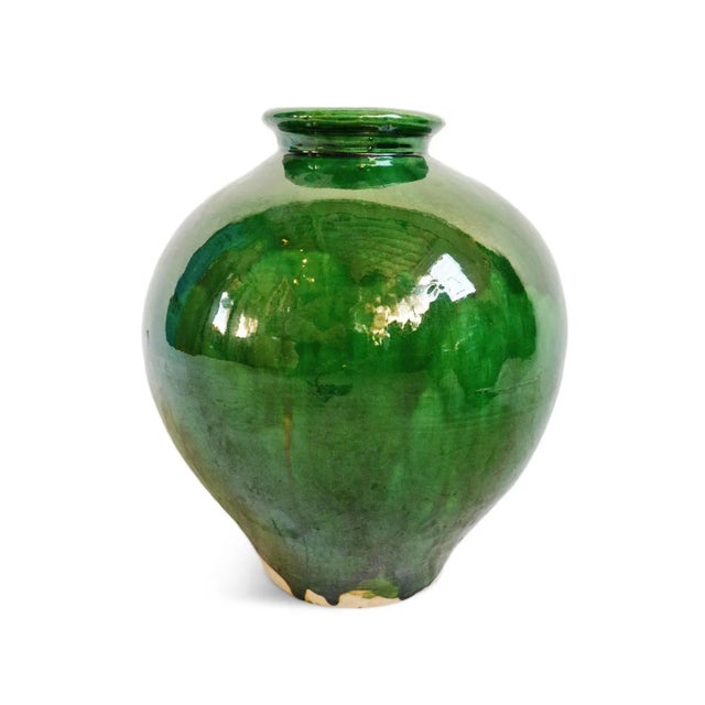 Beautiful vintage green ceramic pot from Beijing. Striking color and elegant shape. Opening at top is 2.5" diameter. Each...