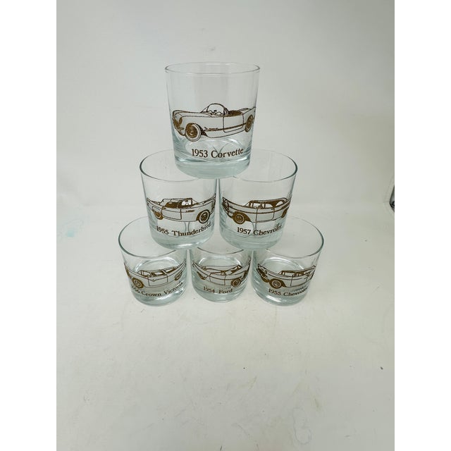 Mid-Century Modern 1960s Mid-Century Dusseau Collection 22k Gold Classic Car Rocks Glasses - Set of 6 For Sale - Image 3 of 13