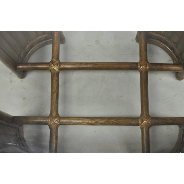 Vintage Hollywood Regency Bentwood Rattan Glass Top Beach House Side Table For Sale - Image 10 of 11