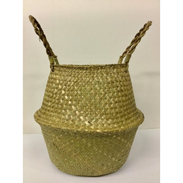 Natural Straw Collapsible Basket For Sale In Portland, ME - Image 6 of 12
