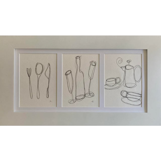 Stephanie Cate Contemporary Ink Pencil Drawings on Paper by Stephanie Cate For Sale - Image 4 of 8