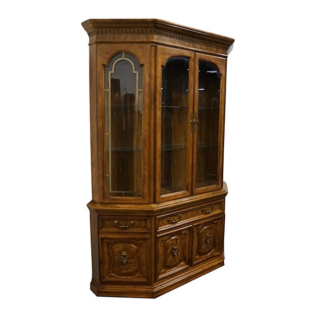 BERNHARDT / HIBRITEN FURNITURE Italian Neoclassical Tuscan Style 61" Buffet w/ Lighted Display China Cabinet 636-100 /...