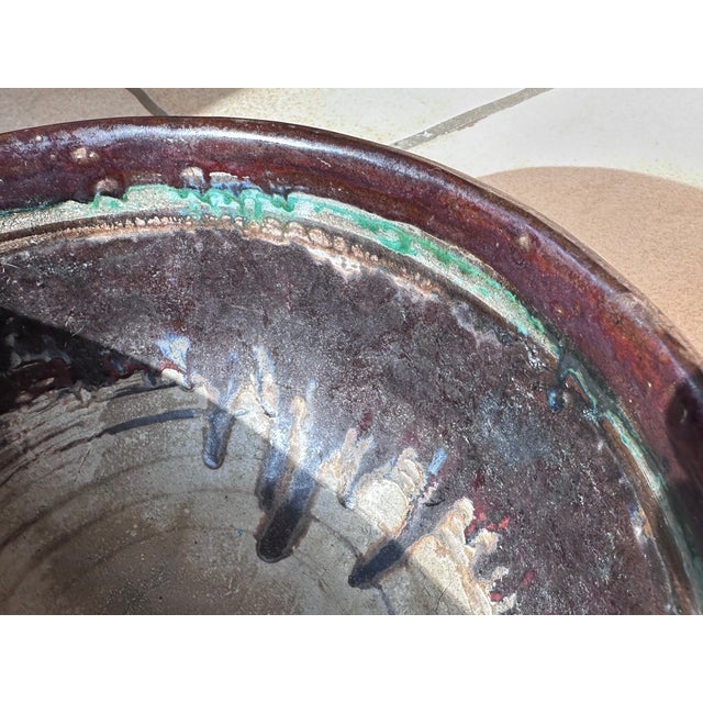 Handmade Studio Ceramic Bowl with Turquoise Accents, France, 1970s For Sale - Image 6 of 12