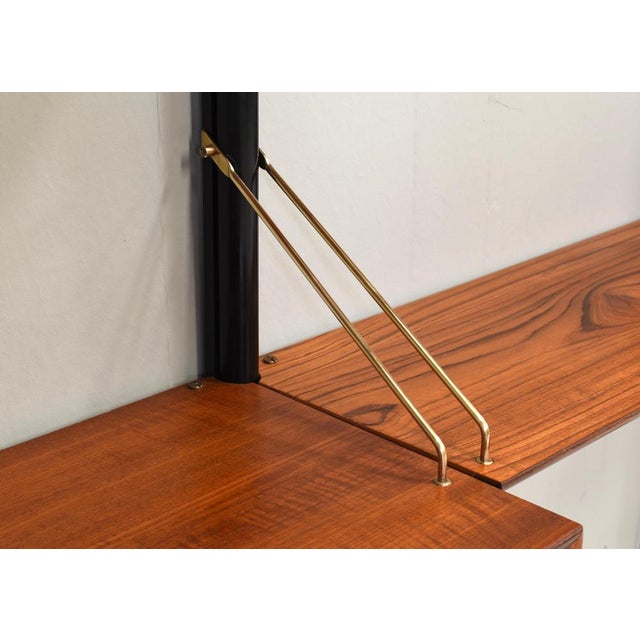 Wall Unit in Teak and Brass by Louis van Teeffelen for Wébé, Netherlands, 1950s, Set of 13 For Sale - Image 9 of 18
