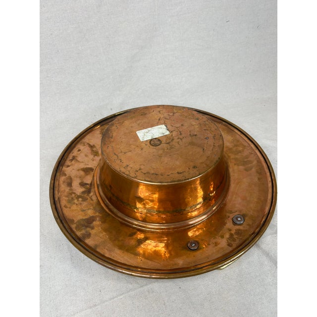 Mid-Century Modern Copper Bowl Handmade Vintage Large With Detail and Handles 17.5" Diameter For Sale - Image 3 of 10