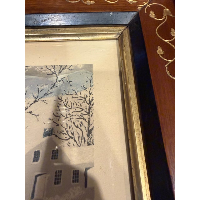 Circa 1870's Gilded Vine-Detail Wood Frame With Vintage 1940s Grandma Moses Print For Sale In San Diego - Image 6 of 11