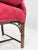 Mid 20th Century Vintage Upholstered Settee in Rich Red Fabric With Exposed Wood Base For Sale - Image 5 of 6