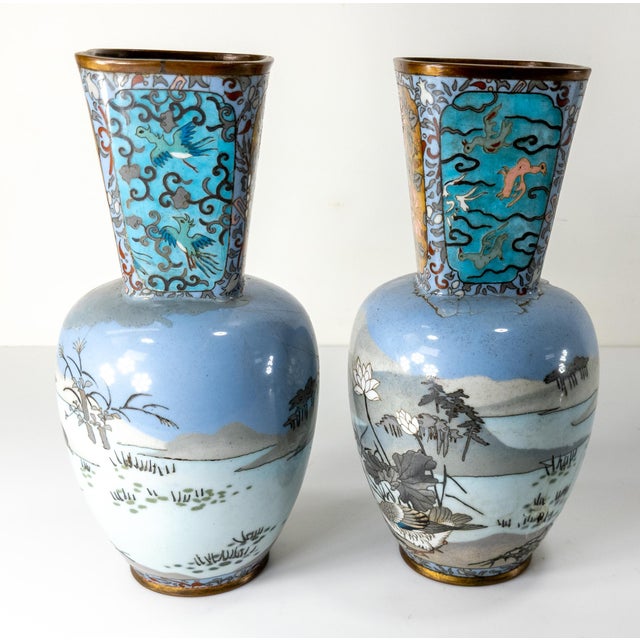 19th Century Japanese Wireless Cloisonne Vases in the Style of Namikawa