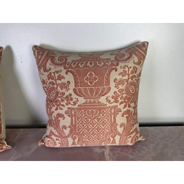 Early 21st Century Pair of Fortuny Textile Pillows With Classical Urn Motif For Sale - Image 5 of 9
